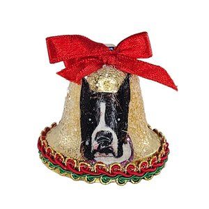 Vintage Handmade Boxer Dog Christmas Ornament Bell Shaped Kitsch